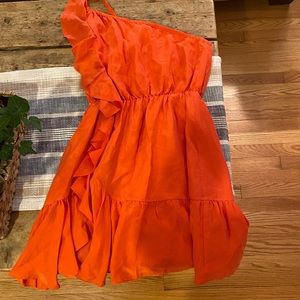 Club Monaco One-shoulder Silk Dress, Size 2